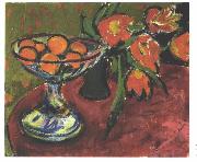 Ernst Ludwig Kirchner Stil live with tulips and oranges Germany oil painting artist